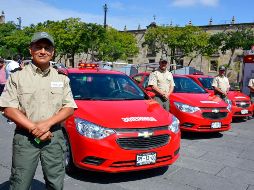 La entrega del equipamiento se realizó en plaza Liberación, al término de la evacuación de palacio de gobierno, en el marco del segundo macrosimulacro de evacuación del 2018. ESPECIAL / UPCBJ