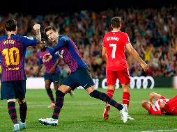 En el minuto 62 Piqué empataba con un remate con la testa tras un córner sacado en corto. AFP / P. Barrena