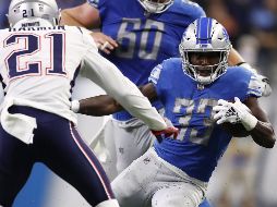 Hacía 70 años que un corredor de Detroit no acumulaba 100 yardas, esta noche  Kerryon Johnson (#33) llegó a 101. AFP/G. Shamus