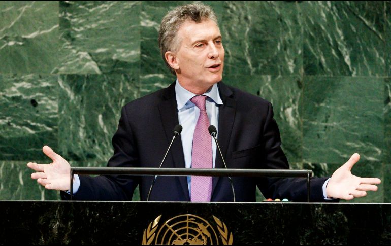 El presidente de Argentina, Mauricio Macri, interviene durante el Debate General de la Asamblea General de las Naciones Unidas. EFE/J. Lane