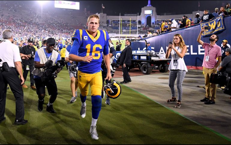 Jared Goff lanzó para 5 anotaciones. AFP/H. How