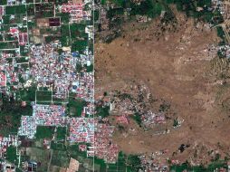 Fotos antes y después muestran daños de sismo y tsunami en Indonesia