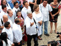 Luego de la entrevista, el tabasqueño encabezará un mitin en el Centro Histórico de Morelia. NTX/A. Monroy
