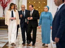 El jueves, desde la Casa Blanca, el presidente Trump saludó el trabajo de su esposa en un tuit. AP/ D. Mills