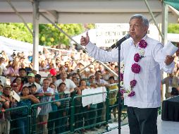 El presidente electo Andrés Manuel López Obrador, durante un mitin en el Parque de las Palapas de Cancún, Quintana Roo. NTX/J. Pazos