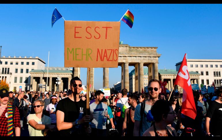 Una pancarta de un manifestante, con la frase 