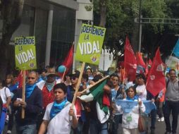 Al rededor de mil manifestantes caminan sobre la avenida Insurgentes; algunas consignas escritas en sus pancartas son 