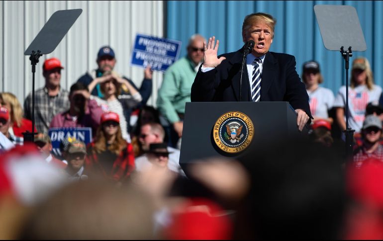 Durante un acto de campaña, el magnate anunció la cancelación del Tratado sobre Fuerzas Nucleares de Alcance Intermedio . AP/A. Goodlett