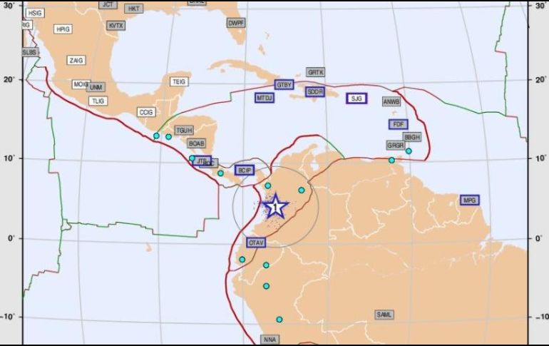 El terremoto tuvo su epicentro en el municipio de Sipí, a una profundidad de 102 kilómetros. TWITTER/@BrujulaMX