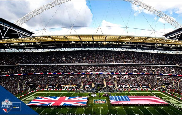 Wembley se ha convertido en la casa habitual de la NFL en Londres, con tres partidos disputados este mes de octubre, el último de ellos el pasado domingo. TWITTER / @NFLUK