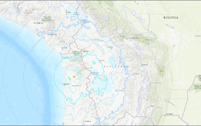 El movimiento telúrico se percibió en las regiones de Antofagasta, Arica y Parinacota. ESPECIAL/USGS