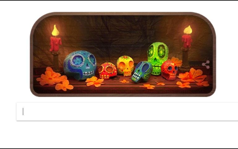 A pesar de que las letras de Google no aparecen en el buscador, la empresa optó por colorear cada una de las calaveras como las letras. ESPECIAL / google.com