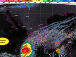 La depresión tropical 25-E se intensifica a tormenta tropical y se desplaza hacia el este-noreste del país. TWITTER / @conagua_clima