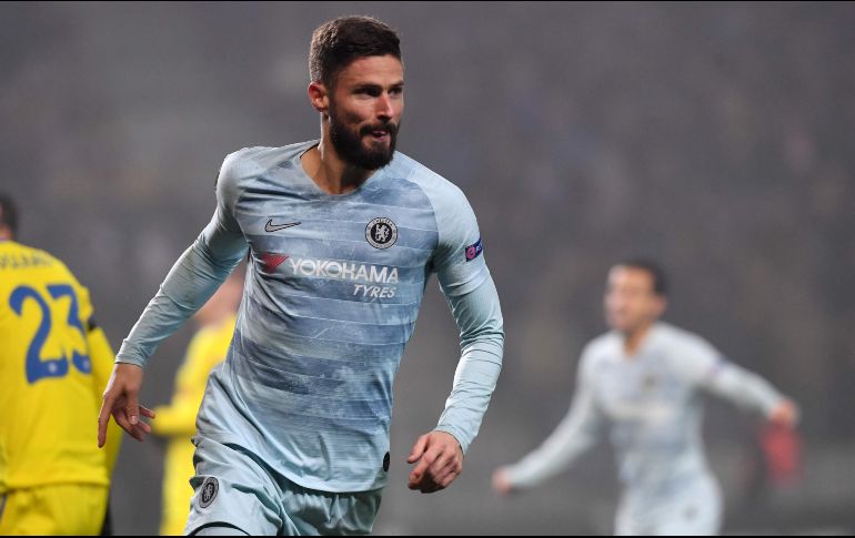 Oliver Giroud marcó el único gol del Chelsea en la victoria 1-0 sobre el BATE Borisov.  AFP/K. Kudryatsev