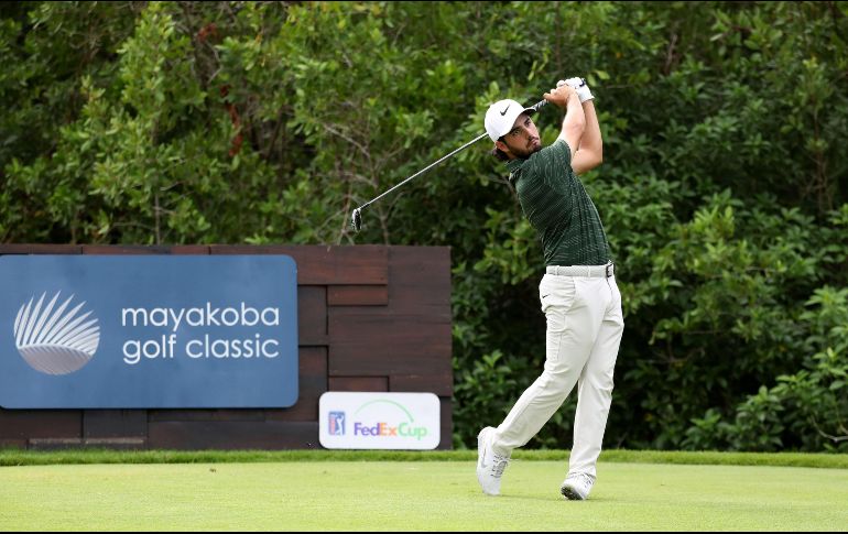 Abraham Ancer se encuentra empatado en el cuarto puesto a sólo un golpe de distancia de los líderes tras la primera ronda en Playa del Carmen. AFP/R. Carr