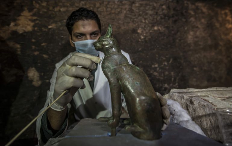 De las estatuas halladas, la mayoría son de gatos, lo que refleja la reverencia que los antiguos egipcios tenían hacia los felinos. AFP/K. Desouki
