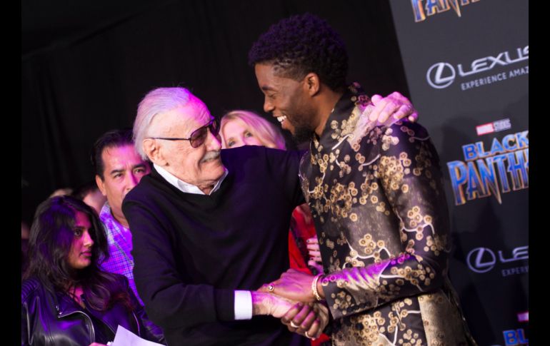 En enero de 2018 con el actor Chadwick Boseman, en la premiere de 