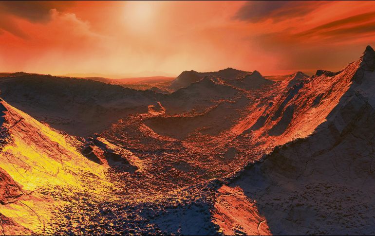 Ilustración que muestra la superficie de un planeta al menos 3.2 veces mayor que la Tierra, en la órbita de la estrella más cercana al Sol. EFE