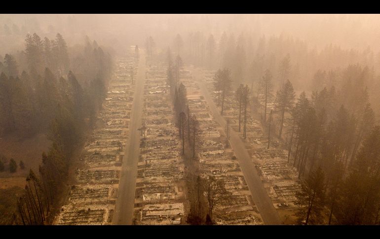 Una serie de tomas aéreas del 15 de noviembre muestran la devastación en esta ciudad, que tenía 26 mil habitantes.