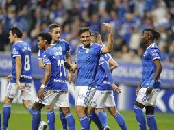 Alanís remató de cabeza un tiro libre cobrado por Berjón. TWITTER/@RealOviedo