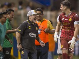 Maradona no estuvo en el banquillo de Dorados porque fue sancionado luego de incitar al público contra el cuerpo arbitral durante el partido de ida. MEXSPORT/ARCHIVO
