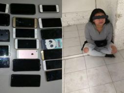 Los celulares que portaba la detenida eran marca Iphone, Samsung, Huawei y Sony. TWITTER / @SSP_CDMX