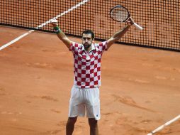 Marin Cilic celebra tras conseguir el segundo triunfo para el equipo croata, que pone contra las cuerdas a los franceses. AFP