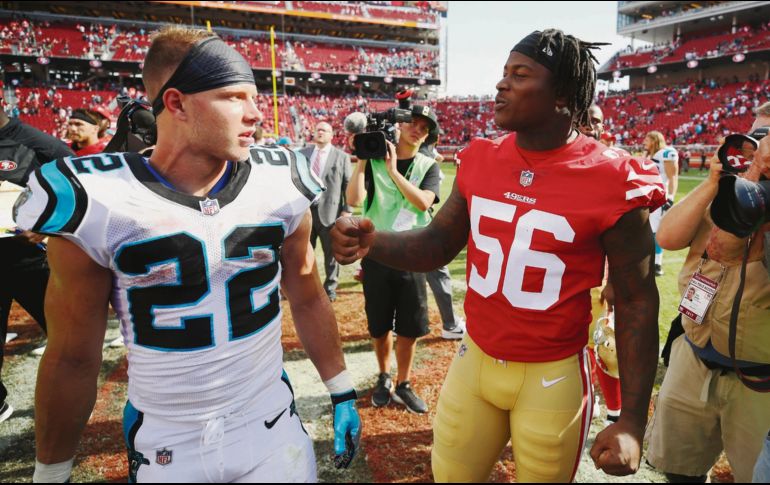 Reuben Foster (der.) fue arrestado el sábado pasado en Tampa, tras acusársele de golpear a su novia. AFP / E. Shaw