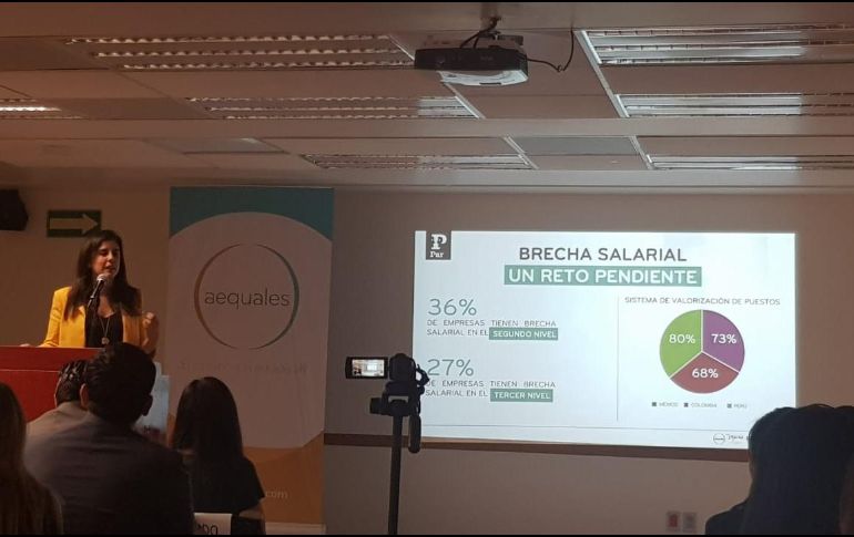 Andrea de la Piedra, oficial ejecutivo en jefe de Aequales Perú, presentó los resultados promediados de la evaluación a las 33 empresas. EL INFORMADOR / S. Blanco