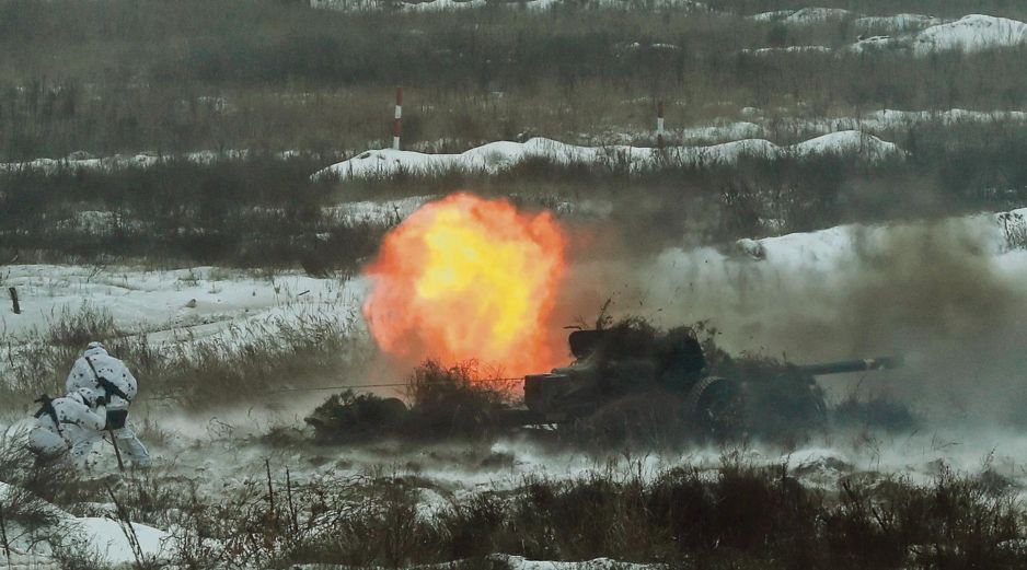 El Ejército ucraniano realizó prácticas en la frontera con Rusia. EFE