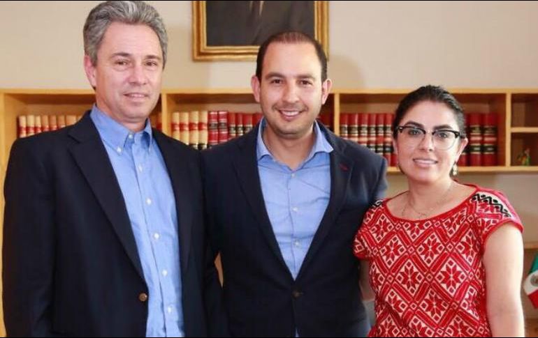 En la imagen Manuel Gómez Morín (izq), Marko Cortés (centro) y Mirelle Montes (der). TWITTER /@AccionNacional