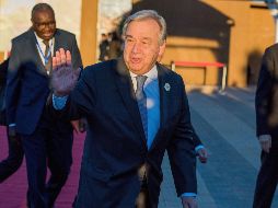 El secretario general de la ONU, Antonio Guterres, a su llegada a la conferencia intergubernamental de la ONU organizada en la ciudad marroquí de Marrakech. EFE/ J. Morchidi