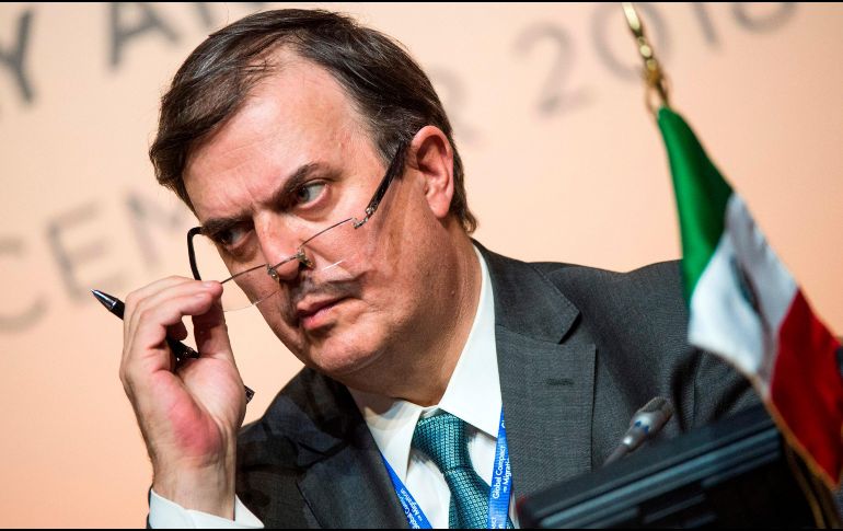 Ebrard indicó que el paradigma migratorio estaba diseñado para frenar los movimientos migratorios, pero que con la adopción del Pacto Migratorio, esto va a cambiar. AFP / F. Senna