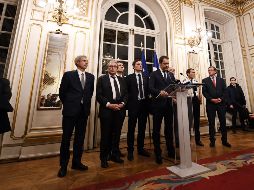 El ministro del Interior de Francia, Christophe Castaner, pronuncia un discurso en el marco del tiroteo de Estrasburgo hoy, en París. EFE/P. Seeger