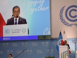 El subsecretario de Gestión para la Protección Ambiental de la Semarnat, Sergio Sánchez Martínez, habla en la COP24. México forma parte de la Coalición de Ambición Elevada. NOTIMEX/S. Sánchez