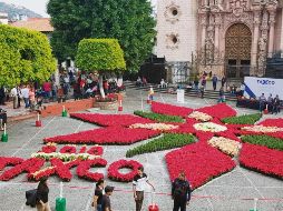 Este bello trabajo tuvo cerca de 12 horas de elaboración con ocho mil plantas de seis colores. NOTIMEX