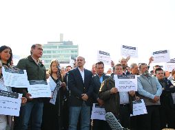 Para externar su desacuerdo con la construcción del Presupuesto 2019, 110 alcaldes de la Entidad se manifestaron en la Glorieta Minerva. EL INFORMADOR/E. Barrera