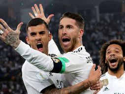 Sergio Ramos (C) abrió el marcador para los merengues. EFE/M. Khaled