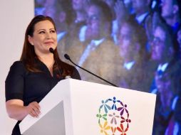 En un discurso durante el primer día como gobernadora. FACEBOOK@Martha Erika Alonso