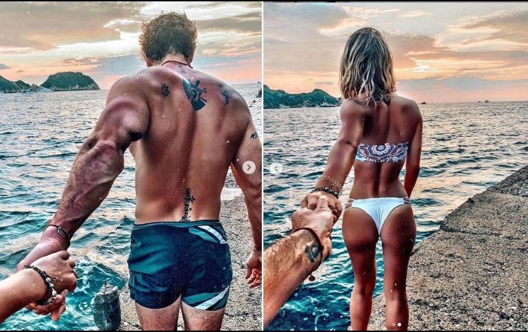 En una de las fotos aparece la actriz en bikini, de espaldas y tomada de la mano de Gabriel Soto; en la otra, es el actor el que está de espaldas sosteniendo la mano de Irina. INSTAGRAM / gabrielsoto