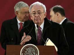 En Palacio Nacional, acompañado por el Presidente, Jiménez Espriú aseguró que una vez que se solucione el tema de la Fibra E, darán un informe pormenorizado. NTX / A. Monroy