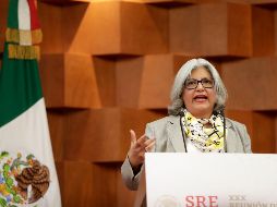 Graciela Márquez habla durante su participación en la Reunión Anual de Embajadores y Cónsules. SUN/I. Stephens