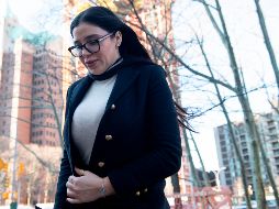 Emma Coronel se encontraba entre el público en el juicio cuando testificó el agente, Stephen Marston. AFP / J. Eisele