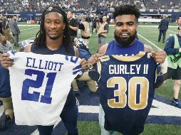 En la semana, tanto Todd Gurley (izq.) como Ezekiel Elliott intercambiaron elogios por sus respectivos estilos de juego. AP