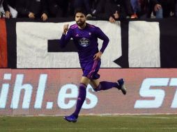 Néstor Araujo celebra el primer gol del equipo gallego durante el encuentro correspondiente a la jornada 19 de La Liga. EFE / J. Martín