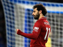 El delantero egipcio anota al minuto 50 y alcanza a Harry Kane, de Tottenham, y Pierre Aubameyang del Arsenal, como máximos anotadores con 14 goles cada uno. AP / G. Fuller