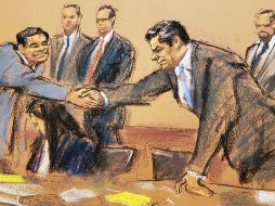 Reproducción fotográfica de un dibujo donde aparece el narcotraficante mexicano Joaquín 