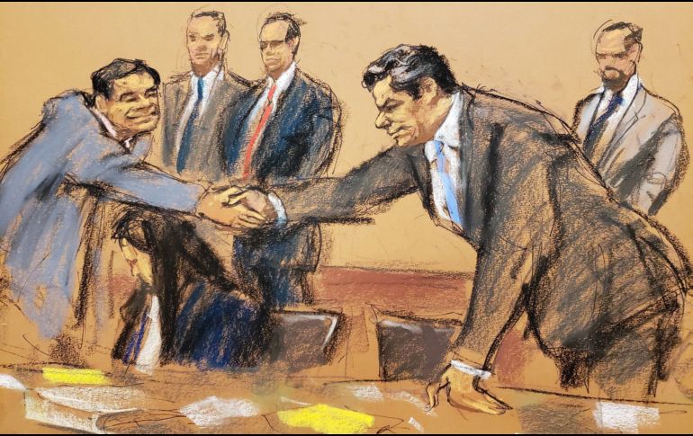 Reproducción fotográfica de un dibujo donde aparece el narcotraficante mexicano Joaquín 