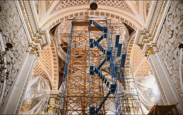 La cúpula principal de la Parroquia tuvo fracturas importantes tras el sismo. CORTESÍA / INAH