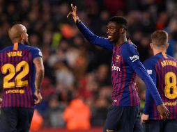 Ousmane Dembélé anotó los dos goles del Barcelona, primero al 30' y después al 31'.AFP/J. Lago